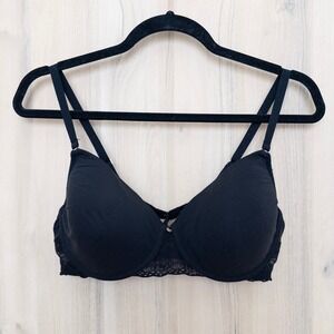 Natori‎ Womens Bra Size 38C Black Lace Push Up Minimalist Chic Soft Underwire